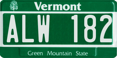 VT license plate ALW182