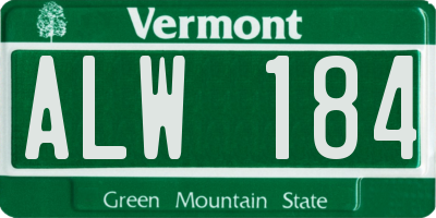 VT license plate ALW184