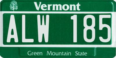 VT license plate ALW185