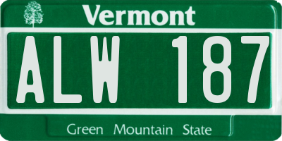 VT license plate ALW187