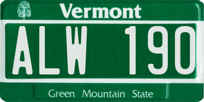VT license plate ALW190