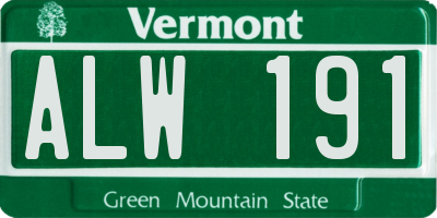 VT license plate ALW191