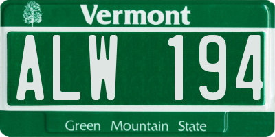 VT license plate ALW194