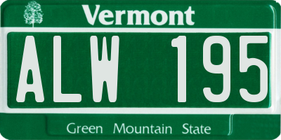 VT license plate ALW195