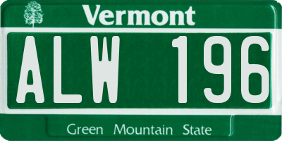 VT license plate ALW196