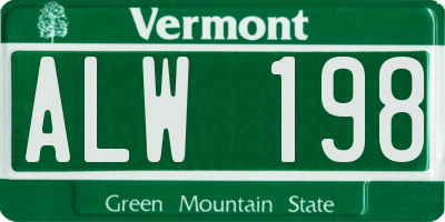 VT license plate ALW198