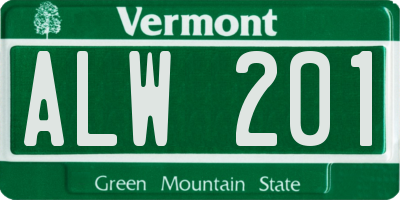 VT license plate ALW201