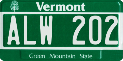 VT license plate ALW202