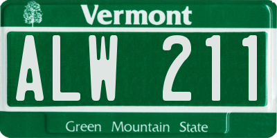 VT license plate ALW211