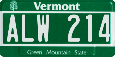 VT license plate ALW214