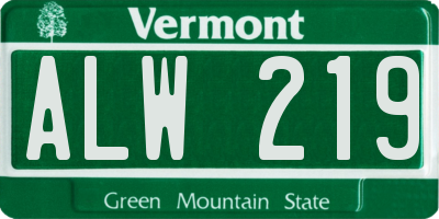 VT license plate ALW219