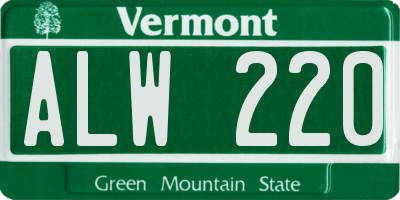 VT license plate ALW220