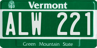 VT license plate ALW221
