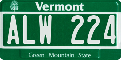 VT license plate ALW224