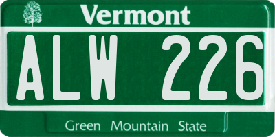 VT license plate ALW226
