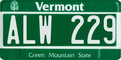 VT license plate ALW229