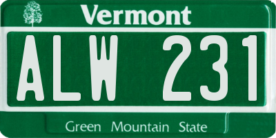 VT license plate ALW231