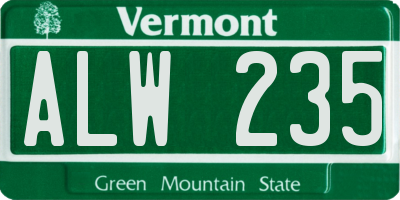VT license plate ALW235