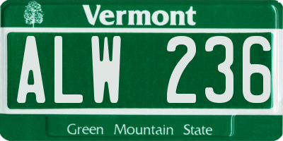 VT license plate ALW236