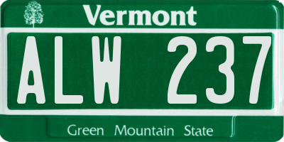 VT license plate ALW237