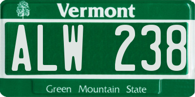 VT license plate ALW238