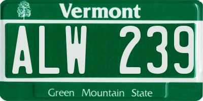VT license plate ALW239