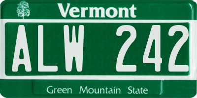 VT license plate ALW242