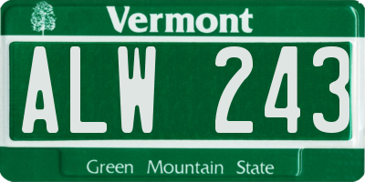 VT license plate ALW243