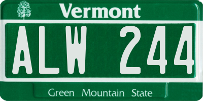 VT license plate ALW244
