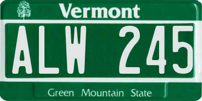 VT license plate ALW245