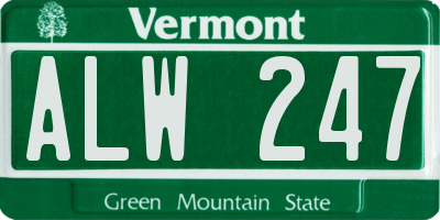 VT license plate ALW247