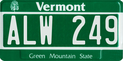 VT license plate ALW249