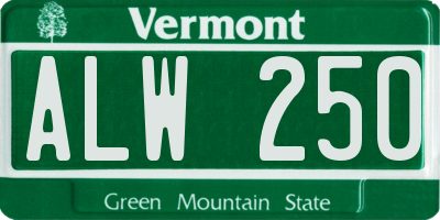 VT license plate ALW250