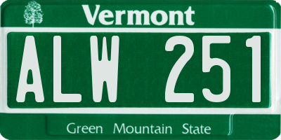 VT license plate ALW251