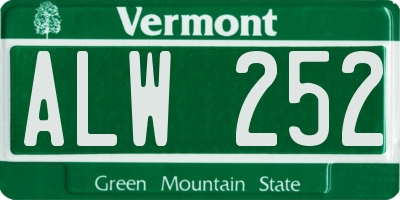 VT license plate ALW252