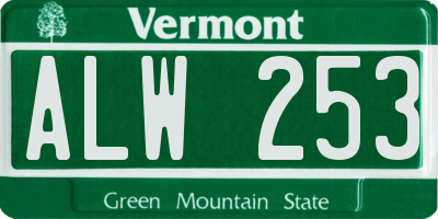 VT license plate ALW253