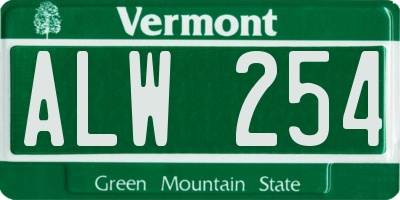 VT license plate ALW254