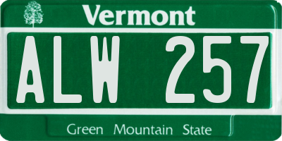 VT license plate ALW257