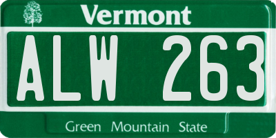VT license plate ALW263