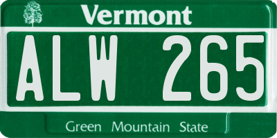 VT license plate ALW265