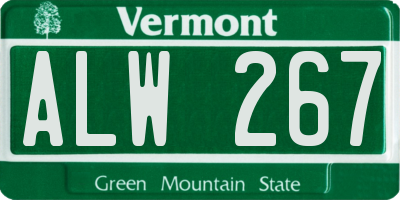 VT license plate ALW267
