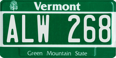 VT license plate ALW268