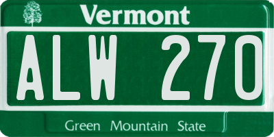 VT license plate ALW270