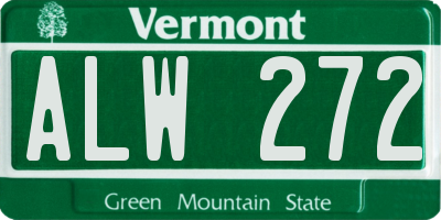 VT license plate ALW272