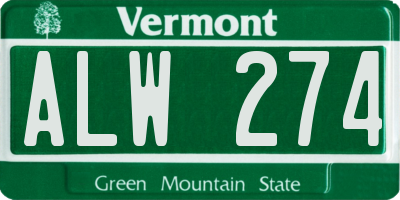 VT license plate ALW274