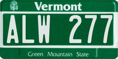 VT license plate ALW277
