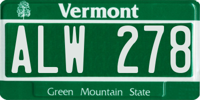 VT license plate ALW278
