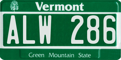 VT license plate ALW286