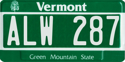 VT license plate ALW287