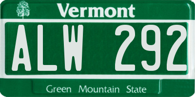 VT license plate ALW292